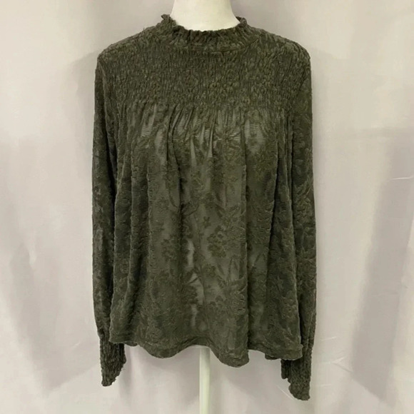 Anthropologie Deletta Green Mock Neck Amanna Top sz X Small - Picture 1 of 10